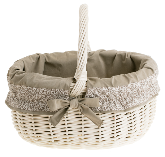 Werburga kosz na zakupy z rączką wiklinową i beżowym obszyciem TheWickerStories