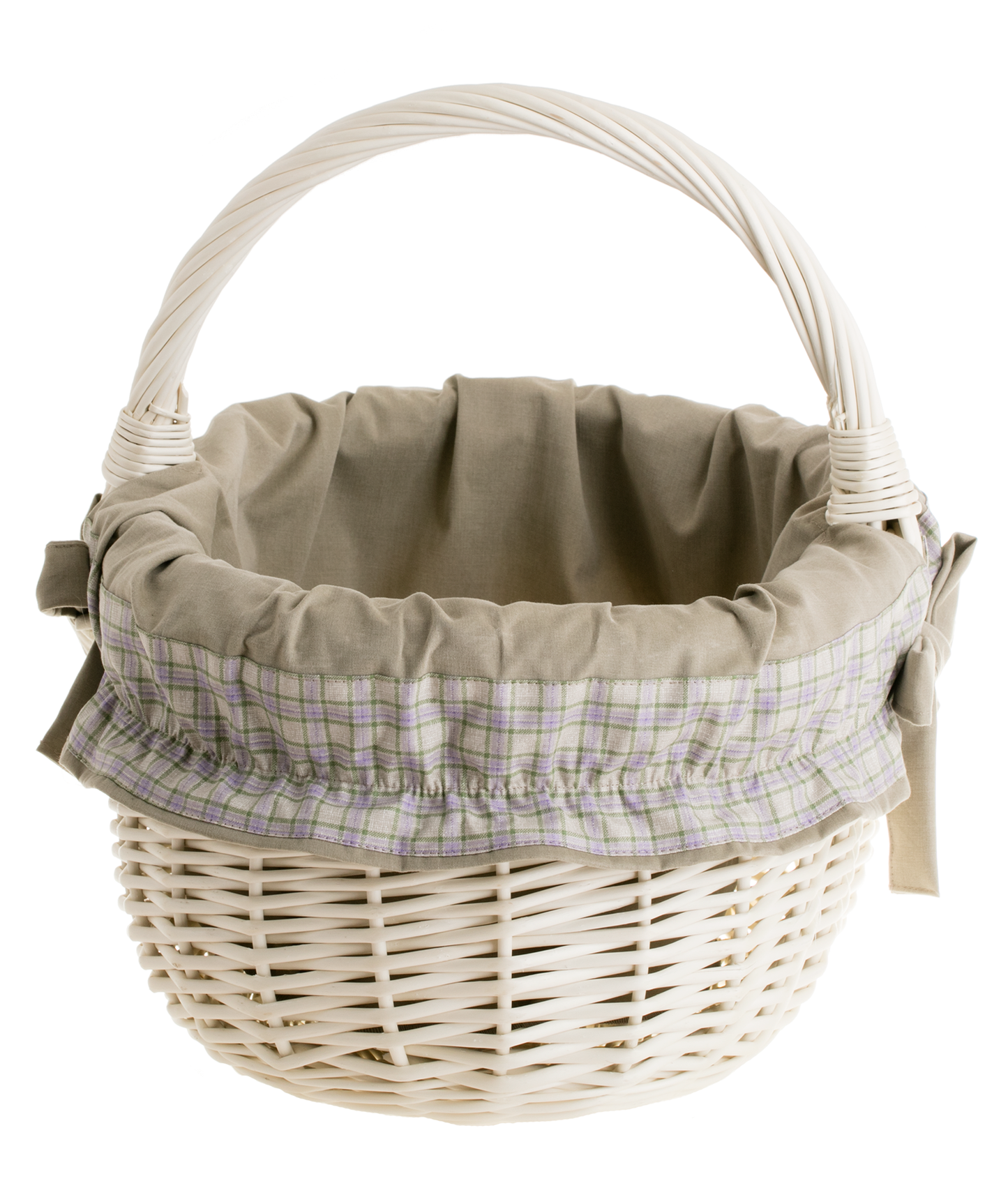 Werburga kosz na zakupy z rączką wiklinową i beżowym obszyciem TheWickerStories