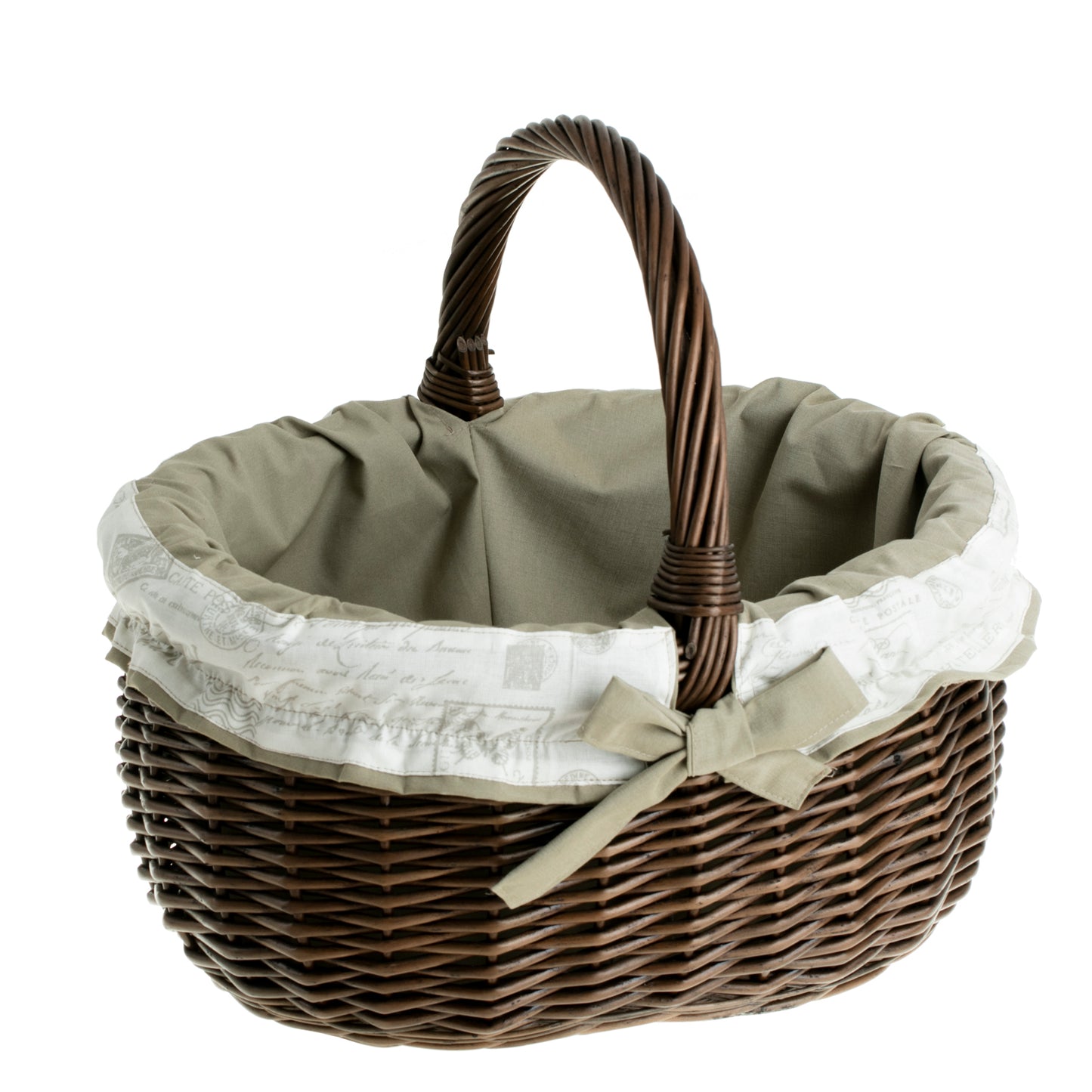 Werburga kosz na zakupy z rączką wiklinową i beżowym obszyciem TheWickerStories