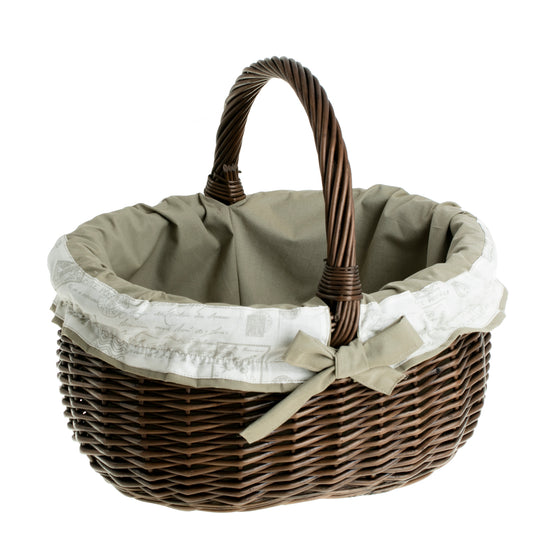 Werburga kosz na zakupy z rączką wiklinową i beżowym obszyciem TheWickerStories