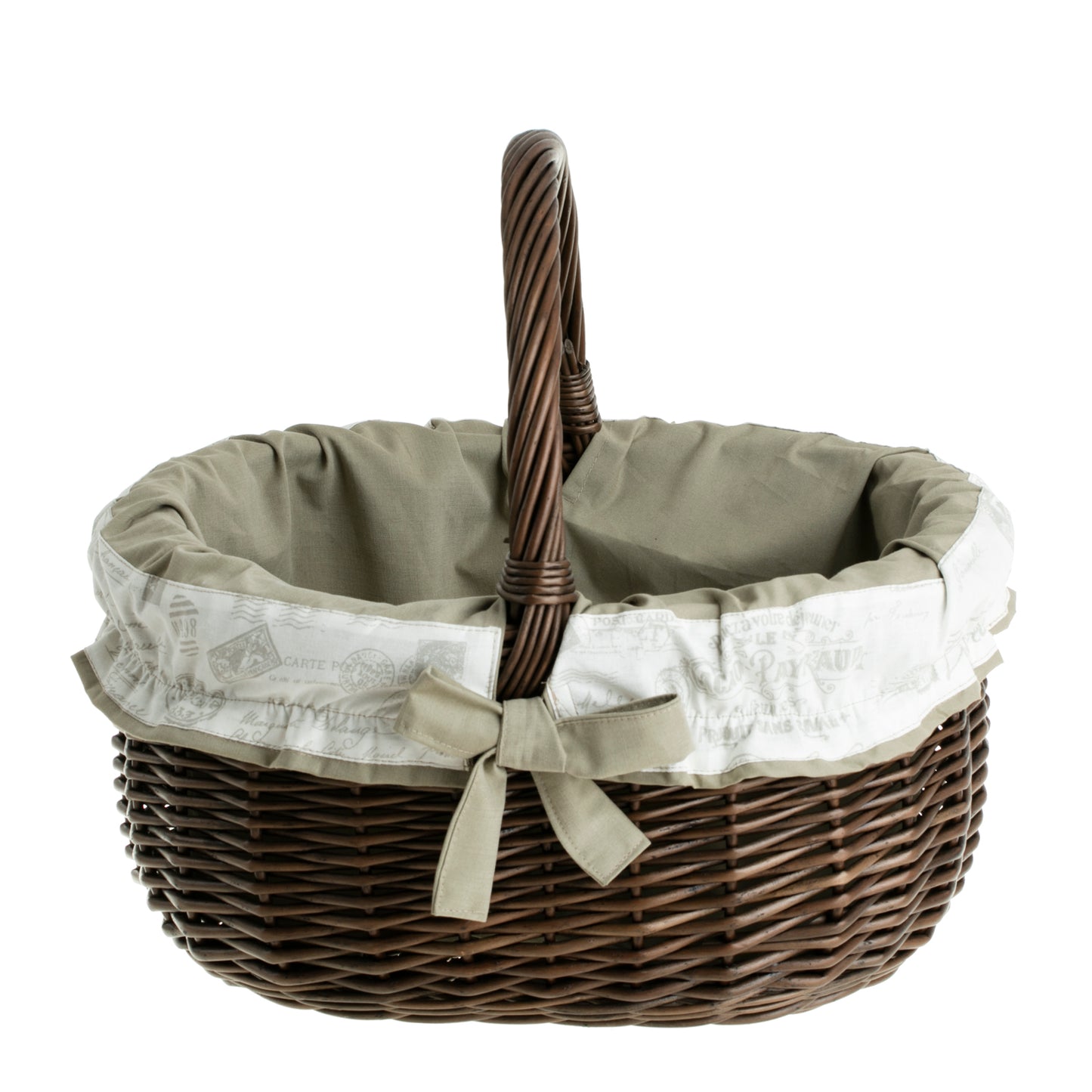 Werburga kosz na zakupy z rączką wiklinową i beżowym obszyciem TheWickerStories