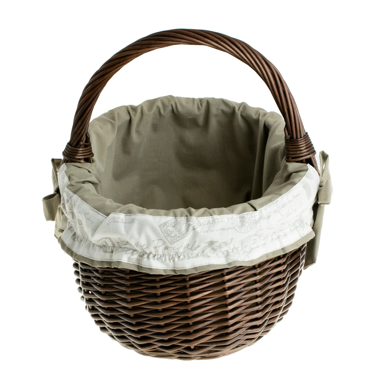 Werburga kosz na zakupy z rączką wiklinową i beżowym obszyciem TheWickerStories