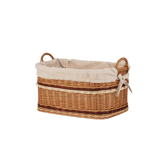 Forselia wiklinowy kosz do przechowywania z beżowym obszyciem TheWickerStories