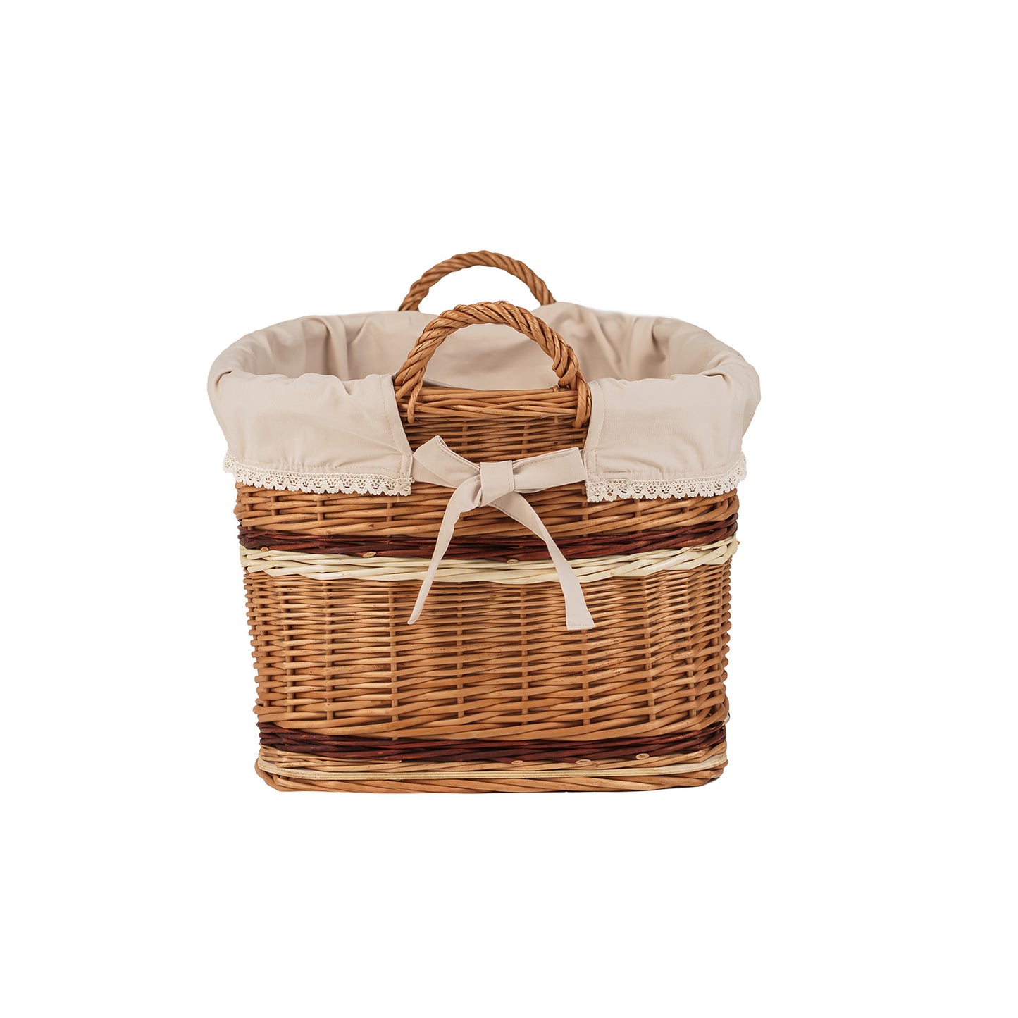 Forselia wiklinowy kosz do przechowywania z beżowym obszyciem TheWickerStories