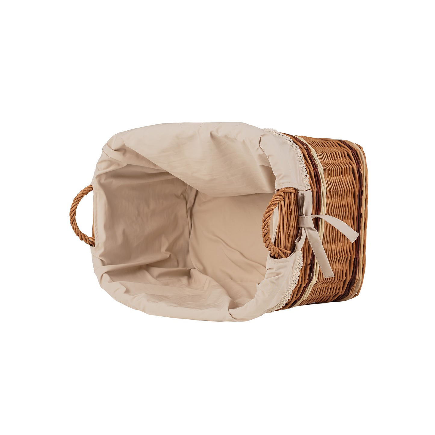 Forselia wiklinowy kosz do przechowywania z beżowym obszyciem TheWickerStories