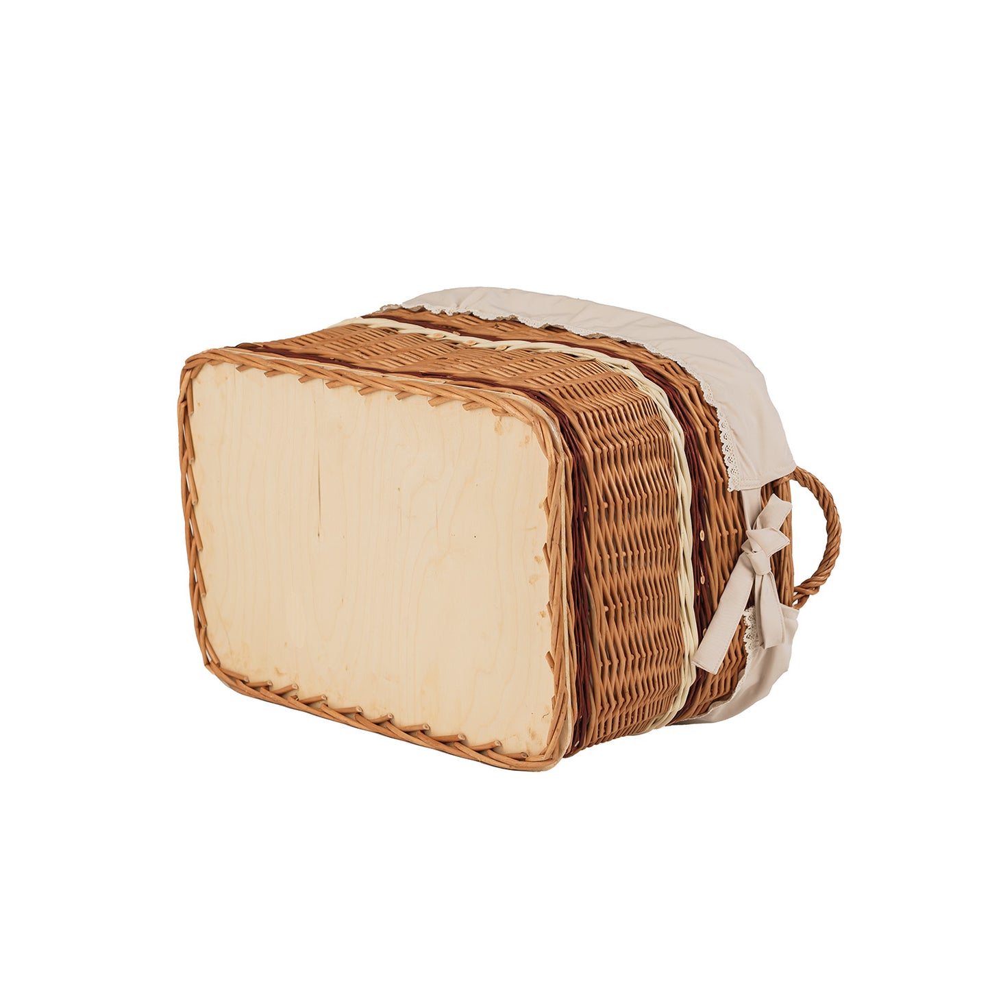 Forselia wiklinowy kosz do przechowywania z beżowym obszyciem TheWickerStories