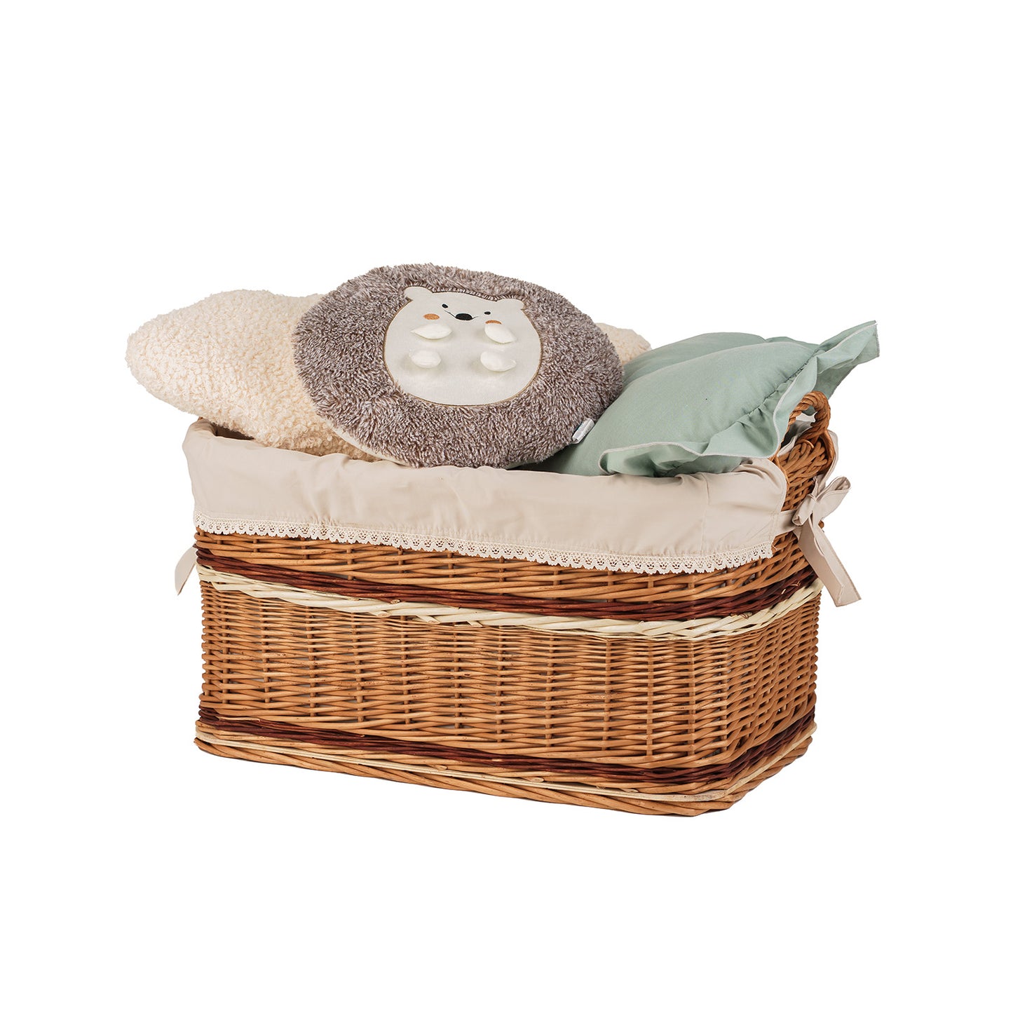 Forselia wiklinowy kosz do przechowywania z beżowym obszyciem TheWickerStories