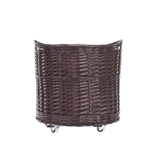 Caros wiklinowy koszyk pojemnik z beżowym obszyciem i kółkami TheWickerStories