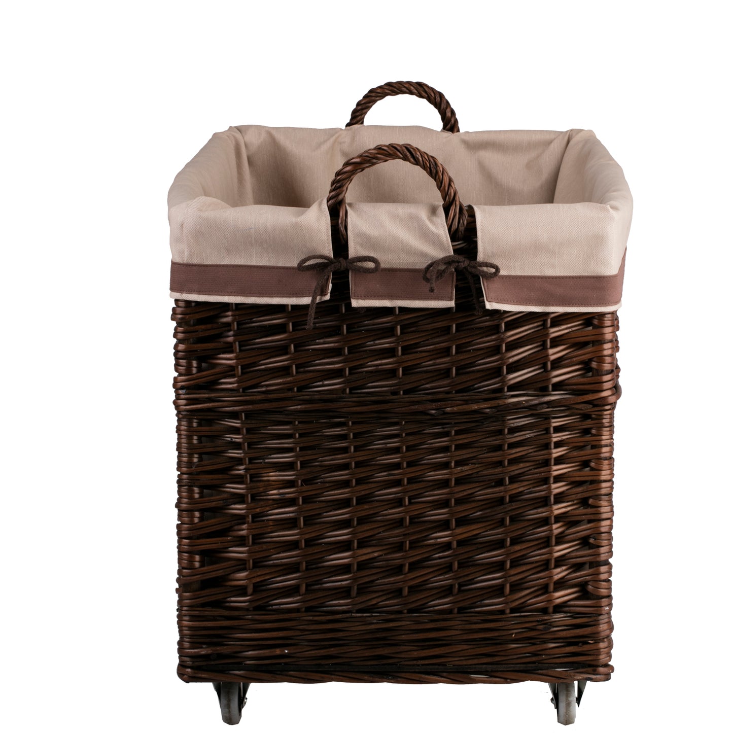 Salux wiklinowy kosz ekspozycyjny do sklepu z brązowym obszyciem TheWickerStories