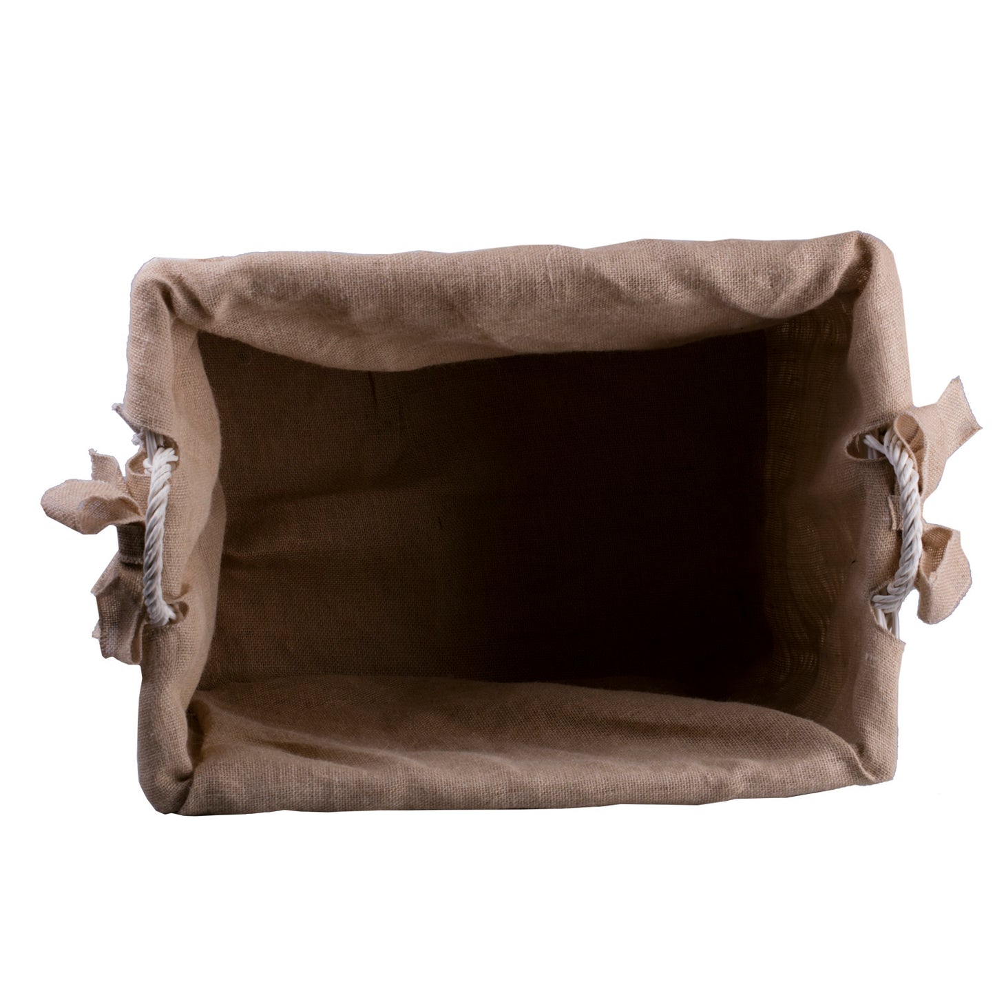 Salux wiklinowy kosz do przechowywania z jutowym obszyciem, z uchwytami i kółkami TheWickerStories