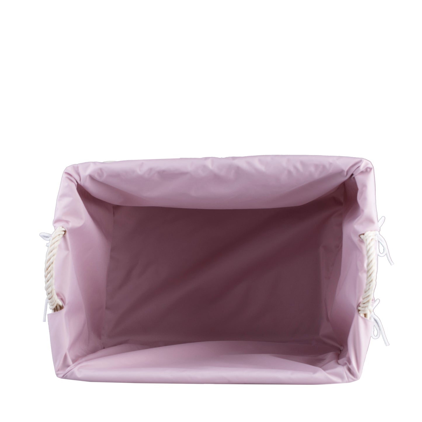 Salux wiklinowy kosz na pranie z różowym obszyciem, na kółkach, z uchwytami TheWickerStories