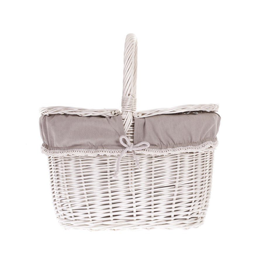 Kastalia wiklinowy koszyk piknikowy z beżowym obszyciem i wiekiem TheWickerStories