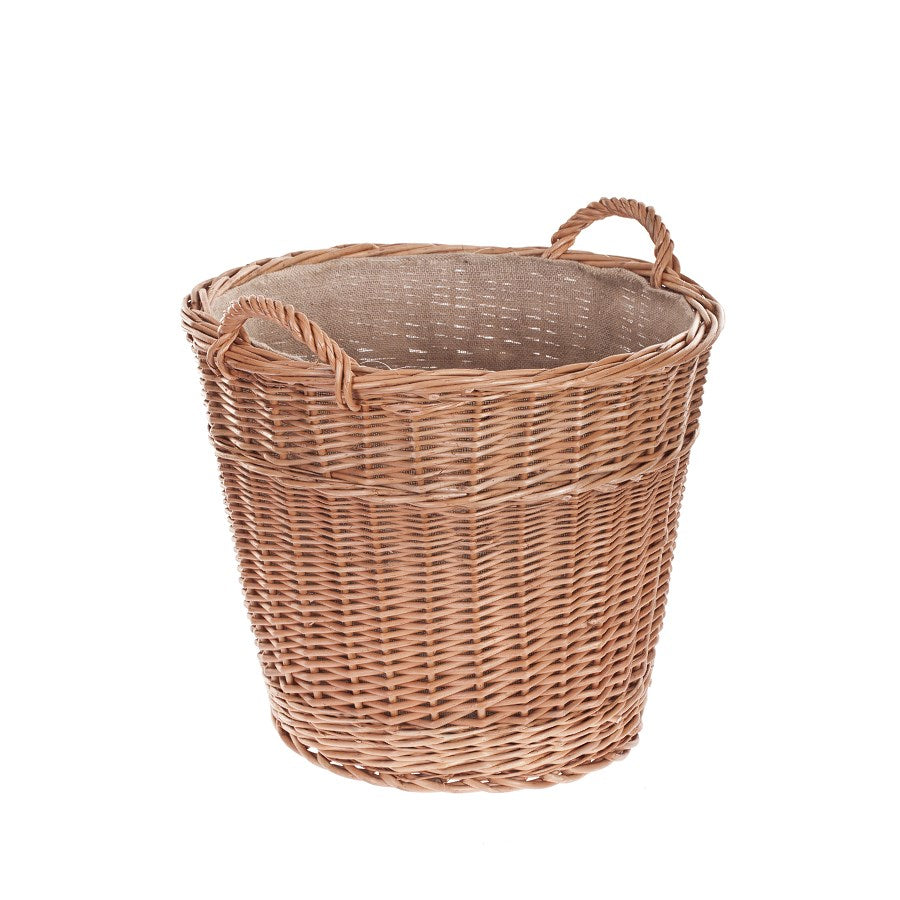 Fragaria wiklinowy kosz na drewno kominkowe z jutowym obszyciem, z uchwytami TheWickerStories