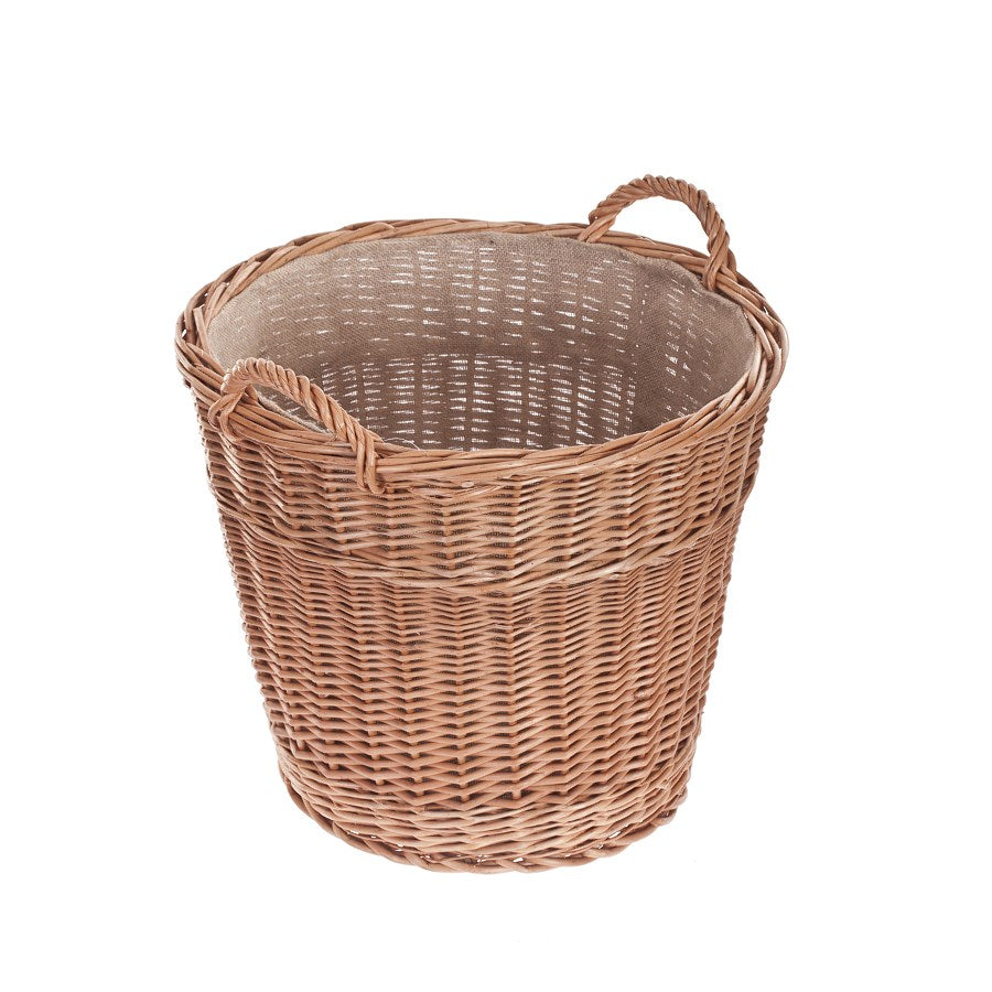 Fragaria wiklinowy kosz na drewno kominkowe z jutowym obszyciem, z uchwytami TheWickerStories