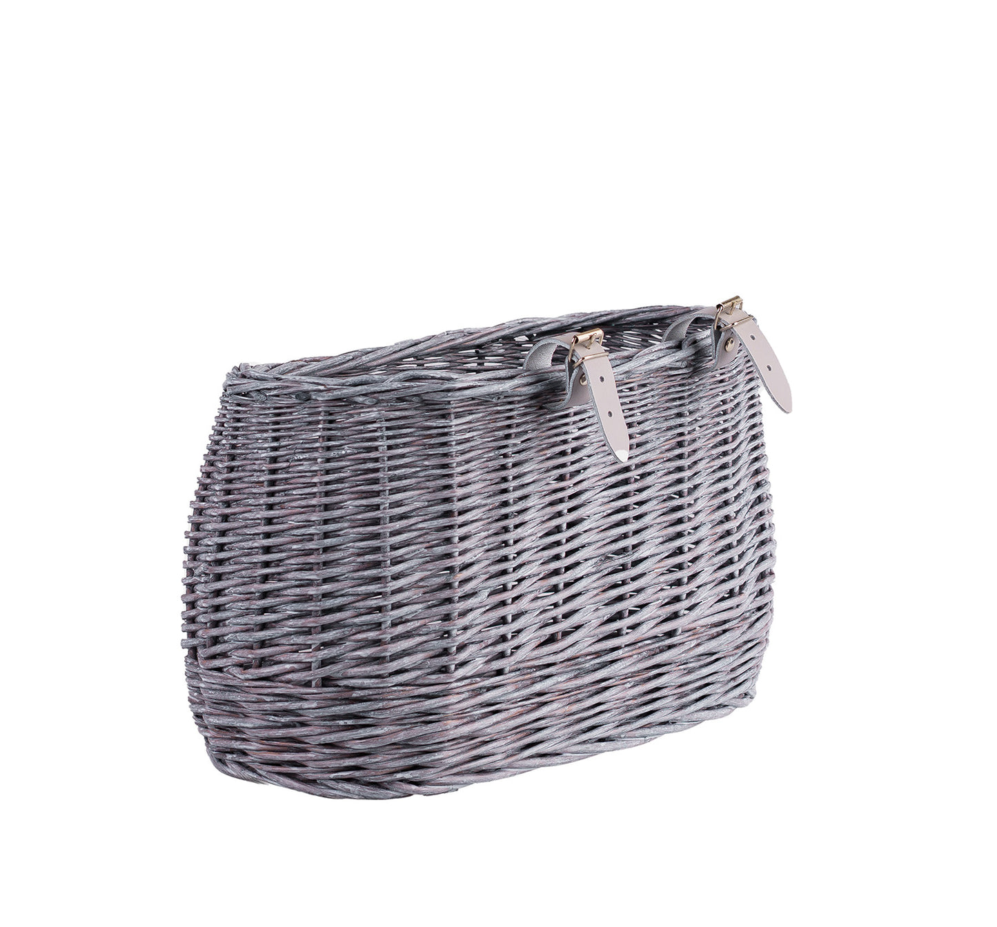 Marone wiklinowy koszyczek rowerowy z paskami TheWickerStories