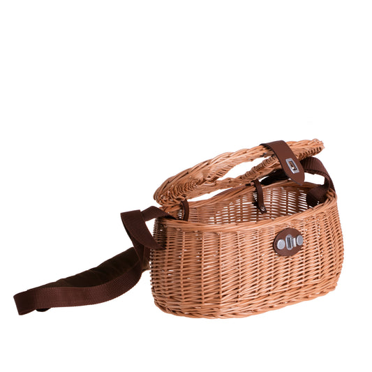 Marone wiklinowy koszyk rybacki z paskiem i zamknięciem TheWickerStories