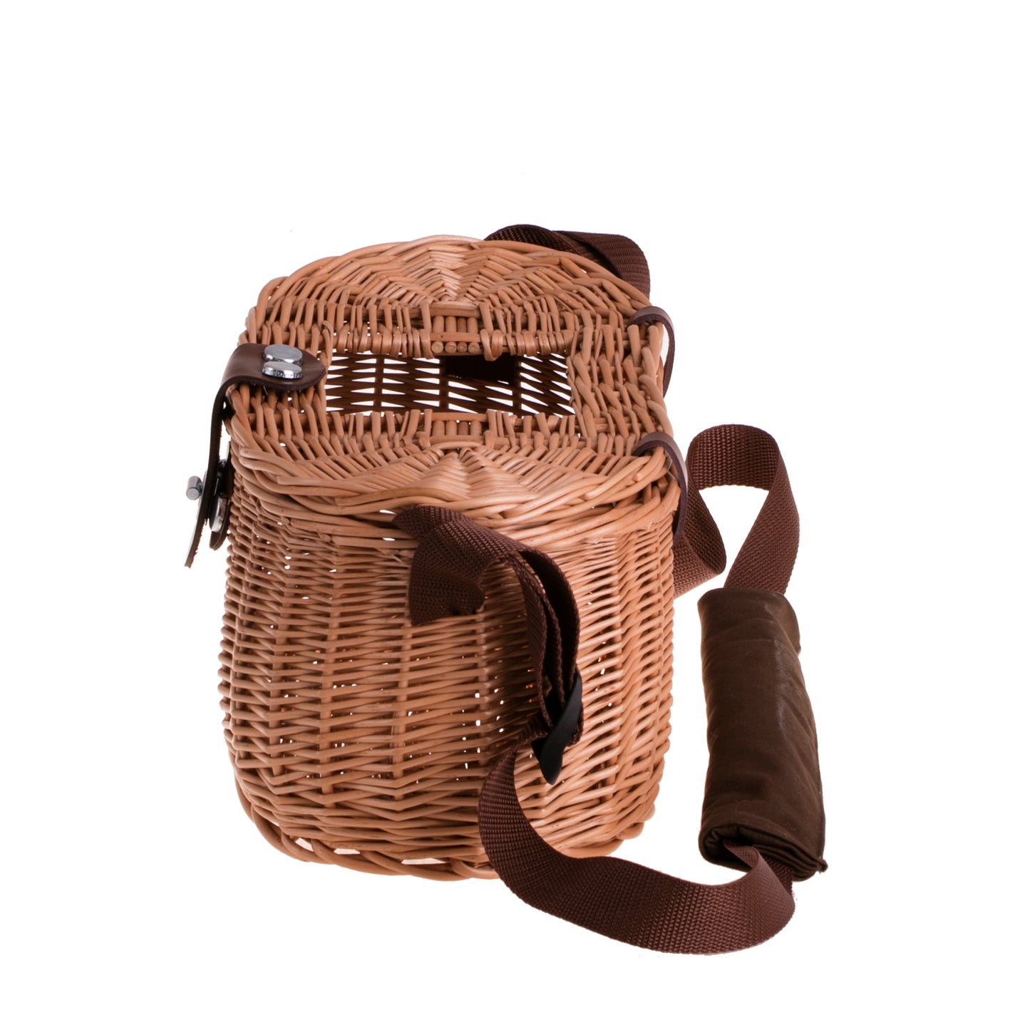 Marone wiklinowy koszyk rybacki z paskiem i zamknięciem TheWickerStories