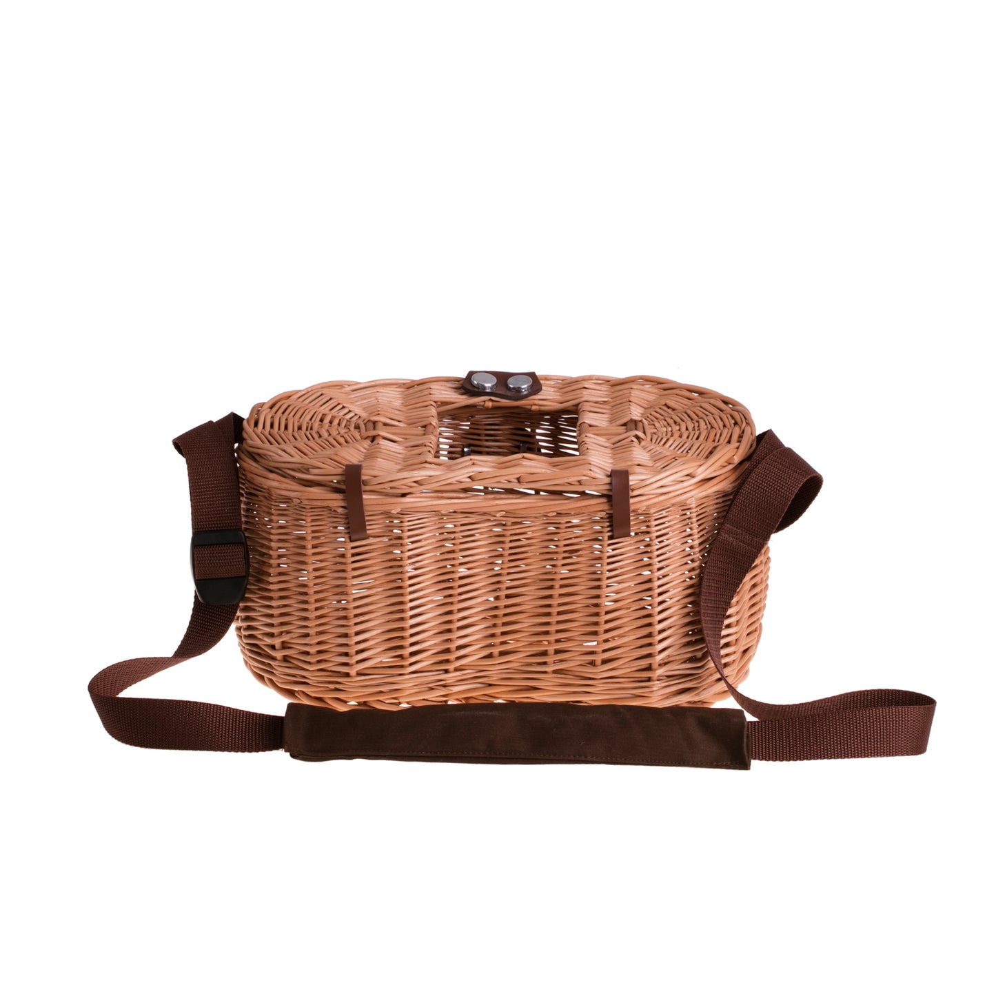 Marone wiklinowy koszyk rybacki z paskiem i zamknięciem TheWickerStories