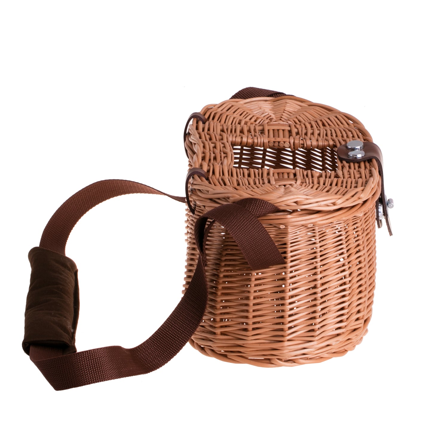 Marone wiklinowy koszyk rybacki z paskiem i zamknięciem TheWickerStories
