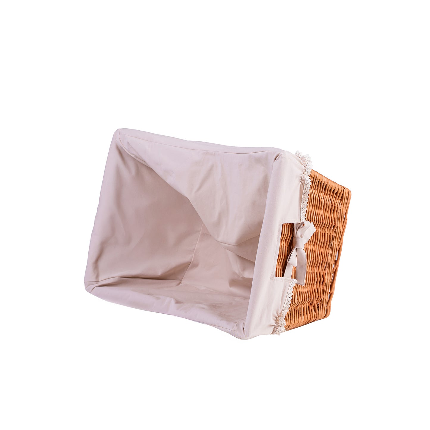 Torellia wiklinowy kosz do przechowywania z beżowym obszyciem TheWickerStories