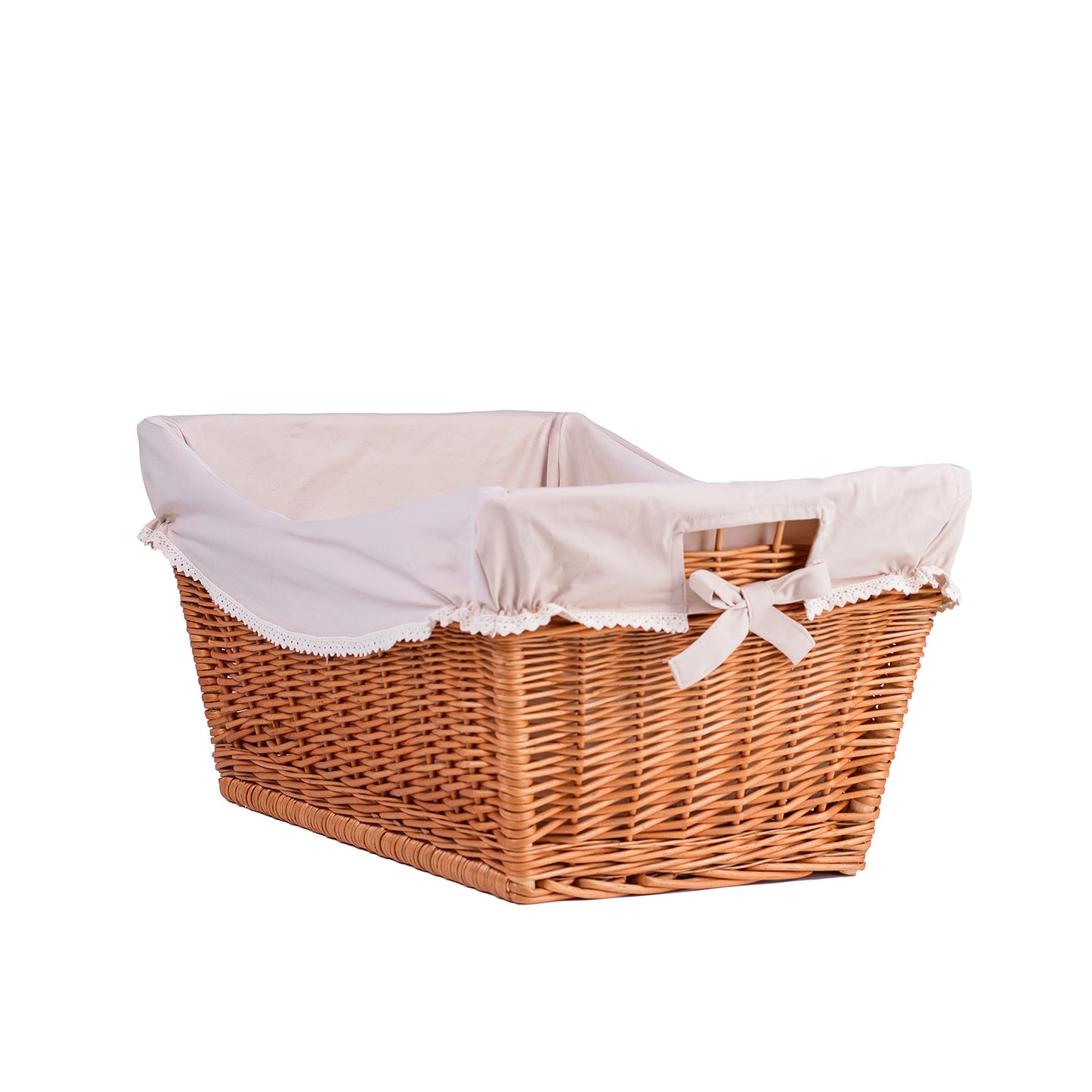 Torellia wiklinowy kosz do przechowywania z beżowym obszyciem TheWickerStories