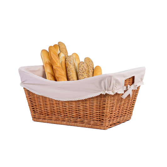 Torellia wiklinowy kosz do przechowywania z beżowym obszyciem TheWickerStories