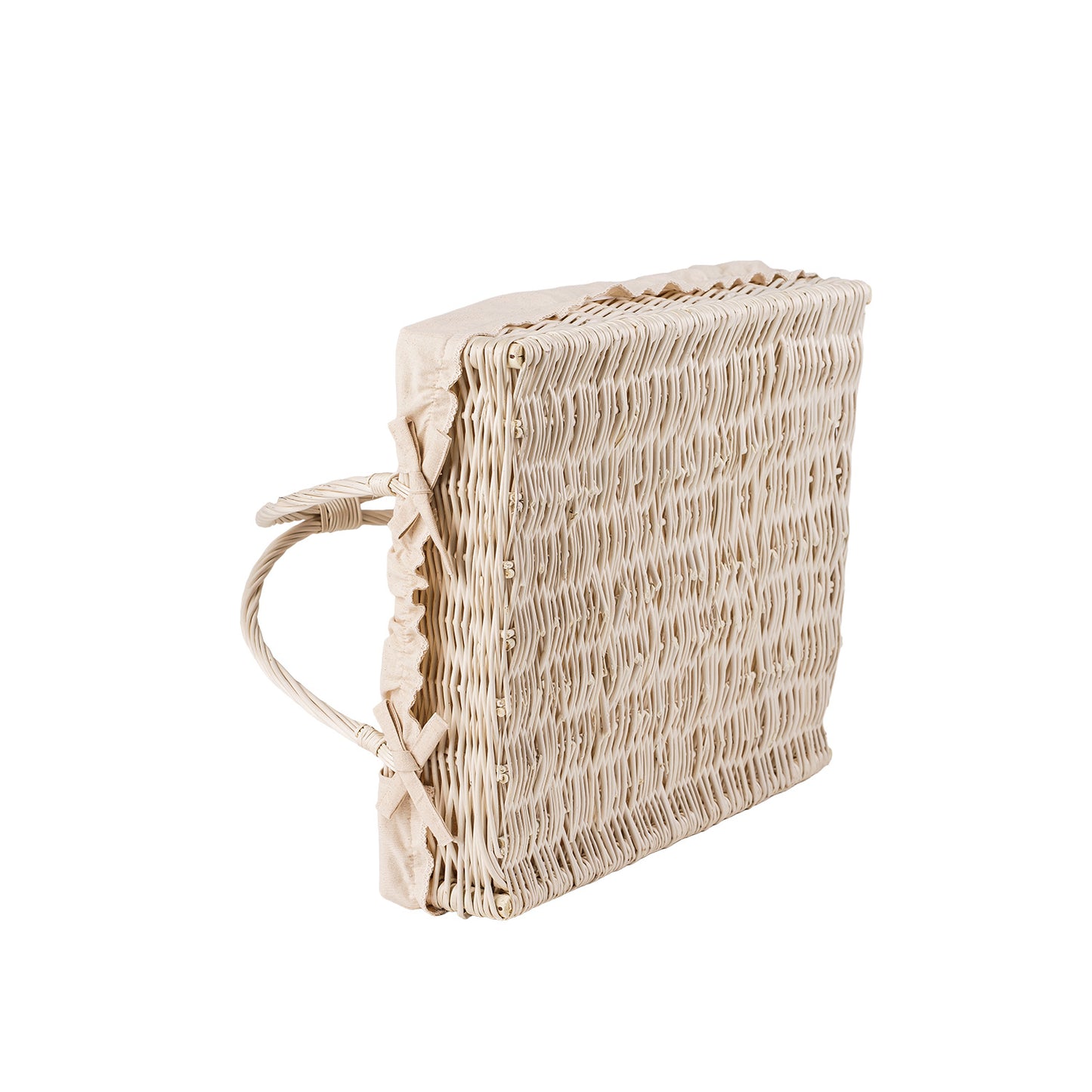 Allium wiklinowy kosz na serwowanie z kremowym obszyciem, z uchwytami