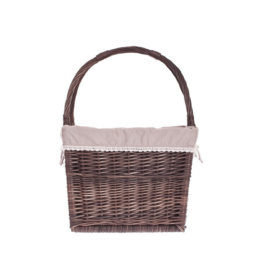 Galivia wiklinowy kosz na gazety z beżowym obszyciem, z rączkami TheWickerStories