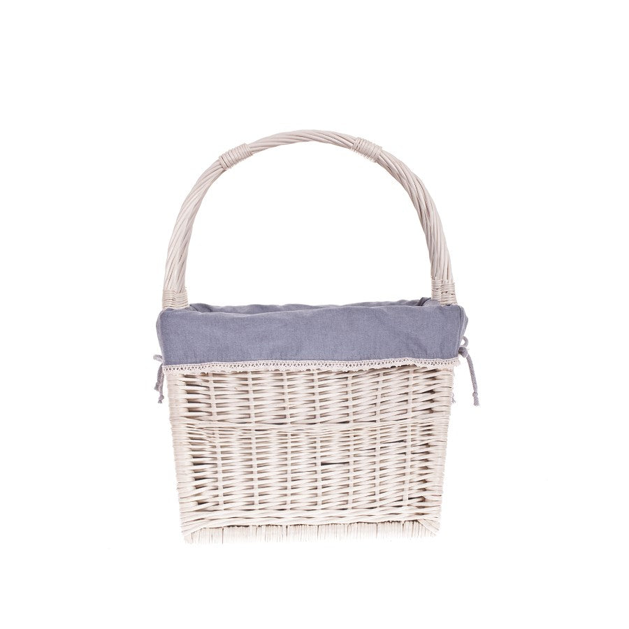 Galivia wiklinowy kosz na gazety z szarym obszyciem, z dwoma uchwytami TheWickerStories