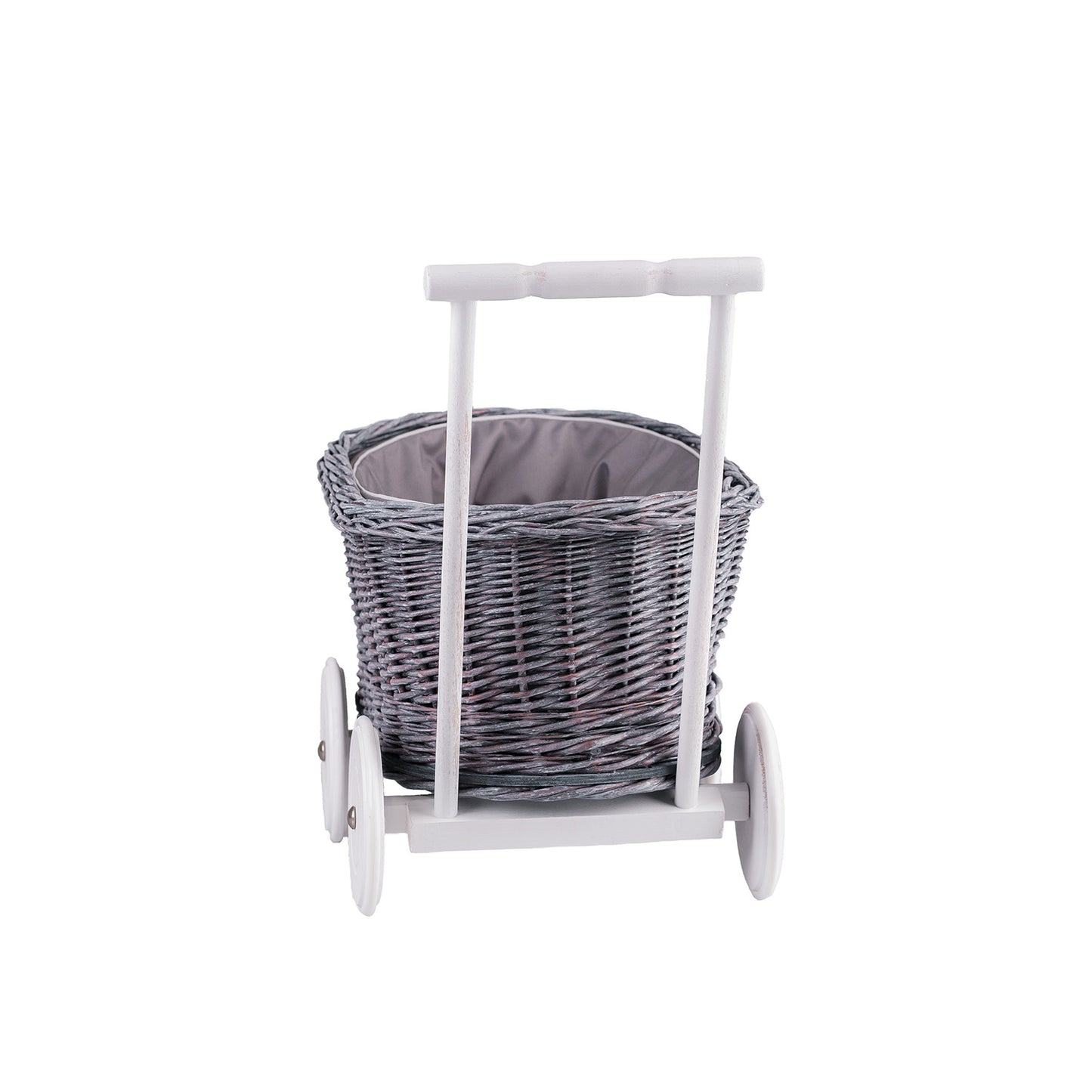 Luke wiklinowy wózek pchacz z szarym obszyciem TheWickerStories
