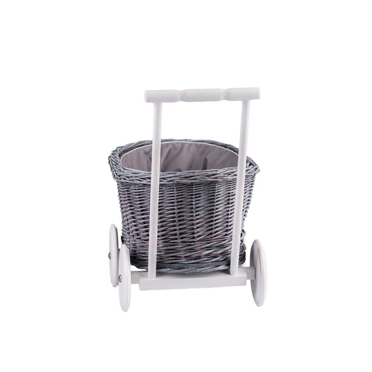 Luke wiklinowy wózek pchacz z szarym obszyciem TheWickerStories