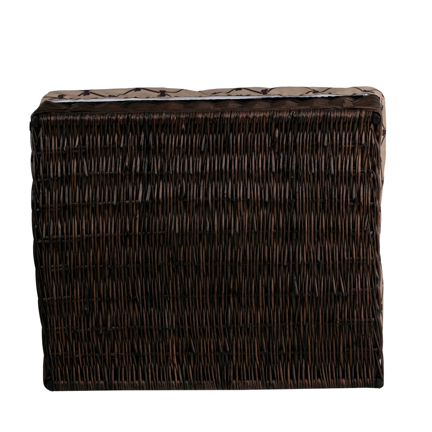 Epimoria wiklinowy kosz dla psa i kota z beżowym obszyciem, z wodoodporną poduszką TheWickerStories