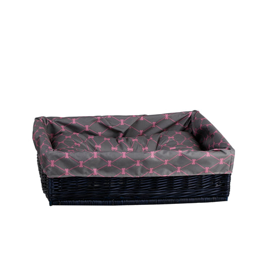 Epimoria wiklinowy kosz dla psa i kota z szarym obszyciem i poduszką TheWickerStories