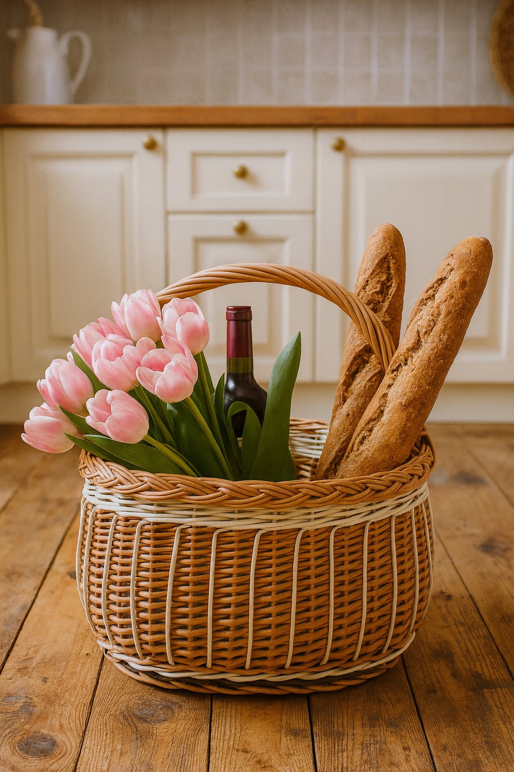 Waldoria wiklinowy kosz na zakupy z rączką, ręcznie pleciony TheWickerStories