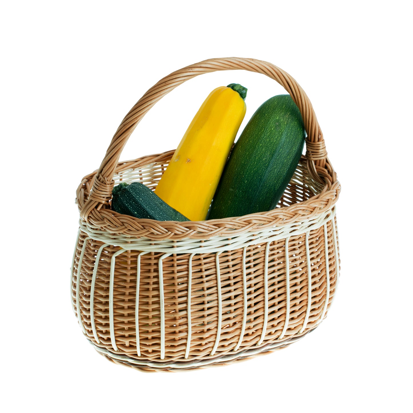 Waldoria wiklinowy kosz na zakupy z rączką, ręcznie pleciony TheWickerStories