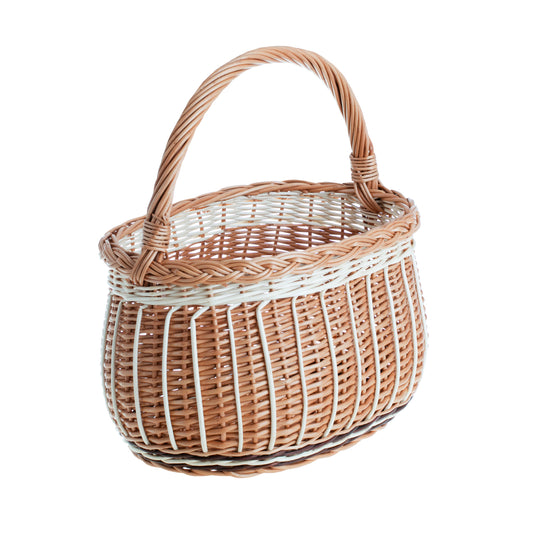 Waldoria wiklinowy kosz na zakupy z rączką, ręcznie pleciony TheWickerStories