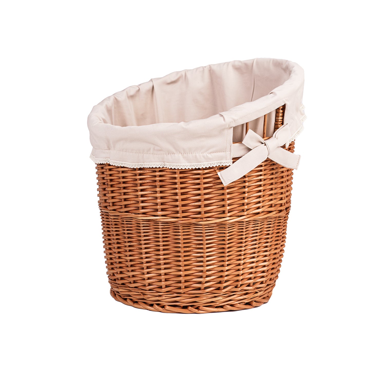 Bassa zestaw 2 koszy wiklinowych na bagietki z beżowym obszyciem TheWickerStories