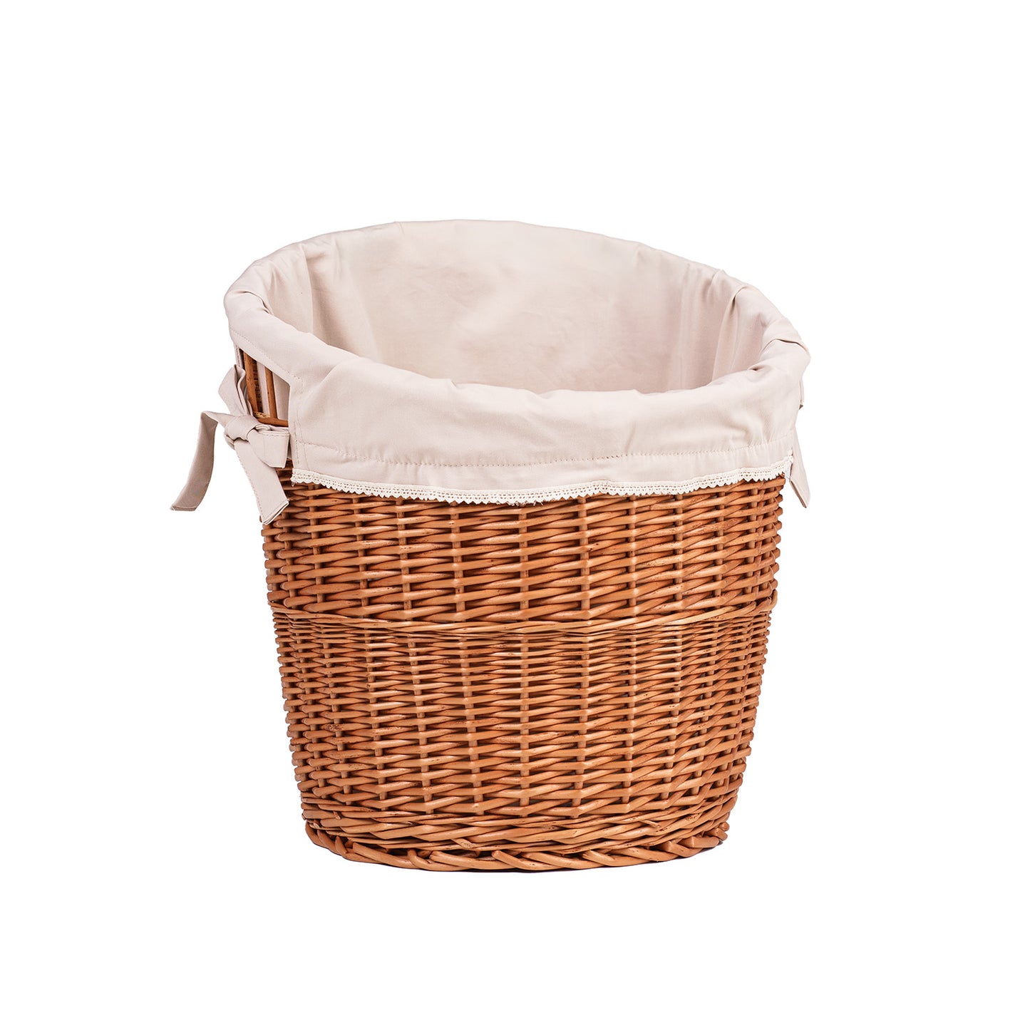 Bassa zestaw 2 koszy wiklinowych na bagietki z beżowym obszyciem TheWickerStories