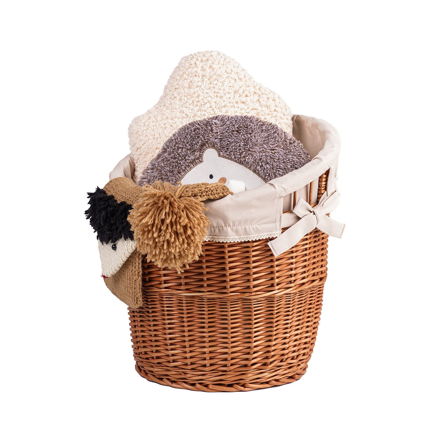 Bassa zestaw 2 koszy wiklinowych na bagietki z beżowym obszyciem TheWickerStories