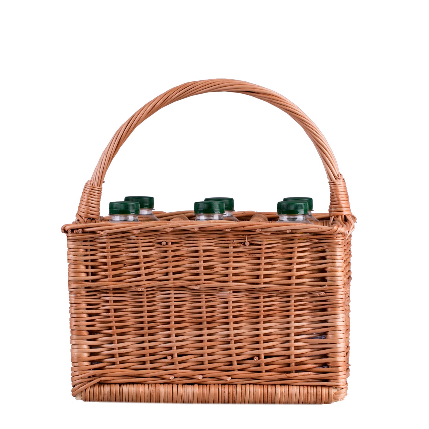 Gionella wiklinowy koszyk na butelki z przegrodami i rączką TheWickerStories