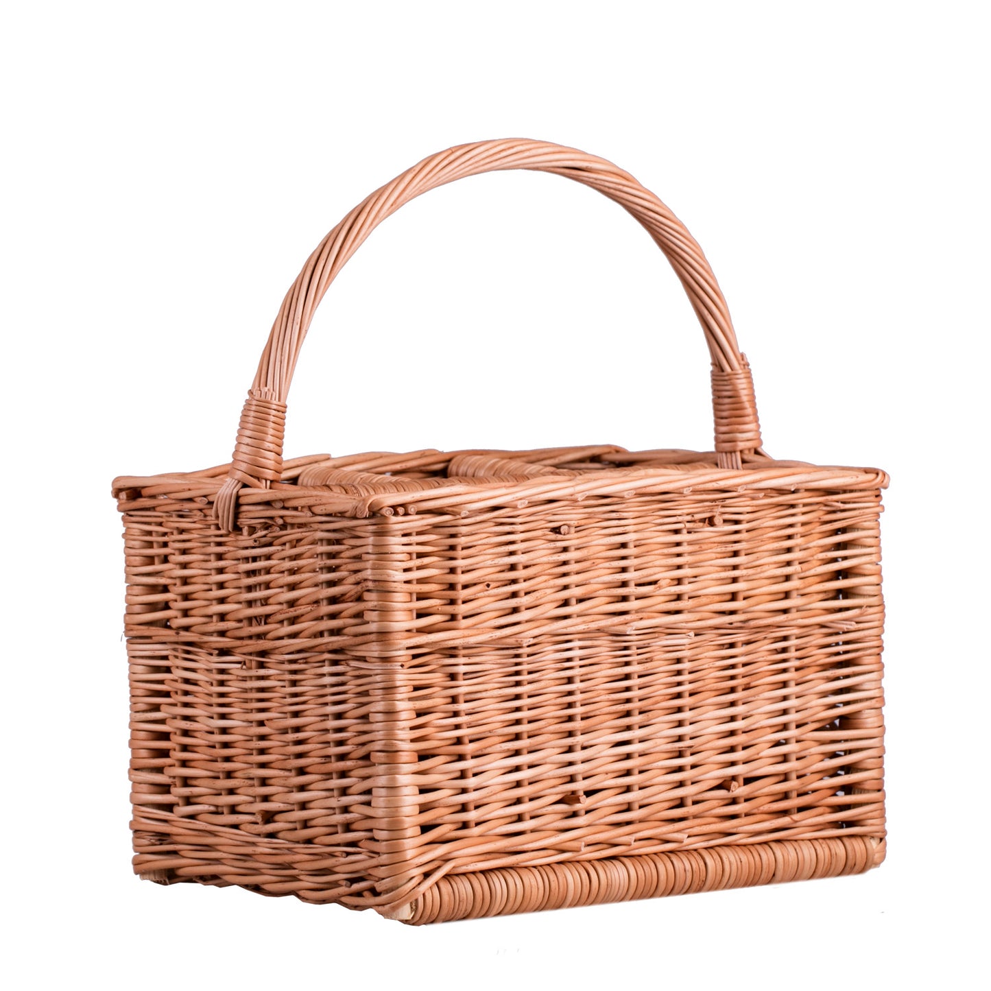 Gionella wiklinowy koszyk na butelki z przegrodami i rączką TheWickerStories