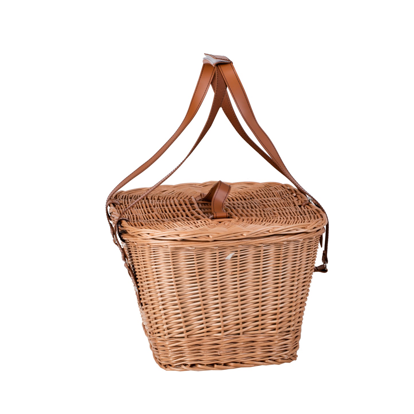 Kivara wiklinowy kosz piknikowy XXL z pokrywą i skórzanymi paskami TheWickerStories