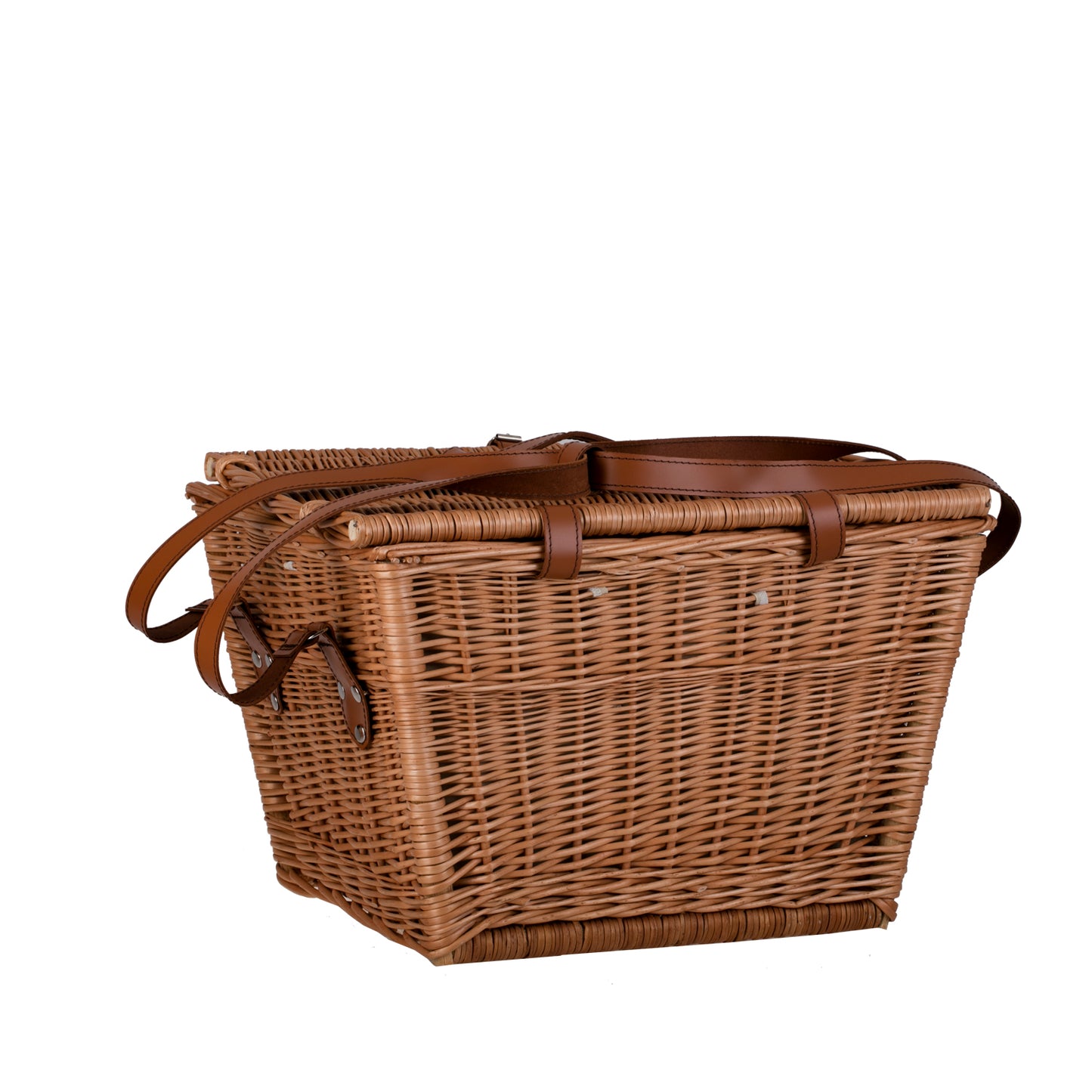 Kaviria wiklinowy kosz piknikowy z pokrywą i skórzanymi paskami TheWickerStories