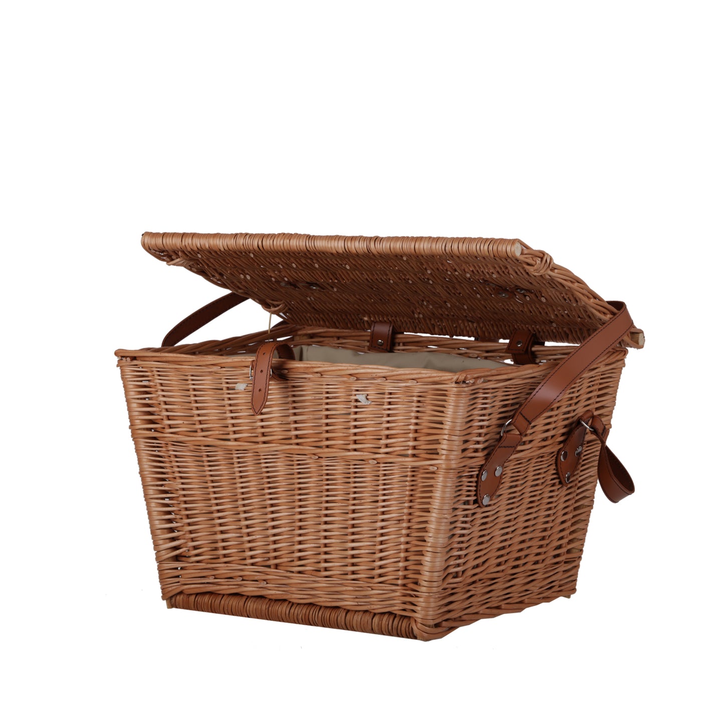 Kaviria wiklinowy kosz piknikowy z pokrywą i skórzanymi paskami TheWickerStories