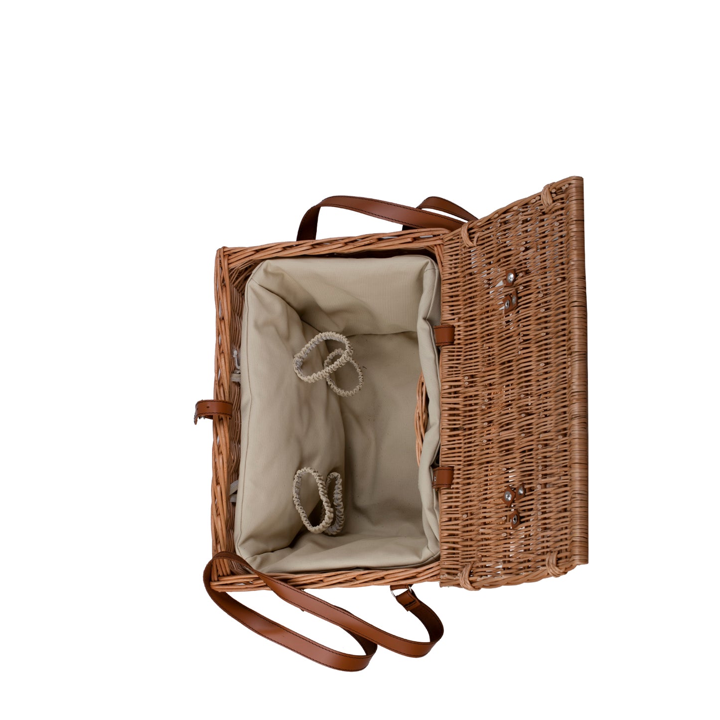 Kaviria wiklinowy kosz piknikowy z pokrywą i skórzanymi paskami TheWickerStories