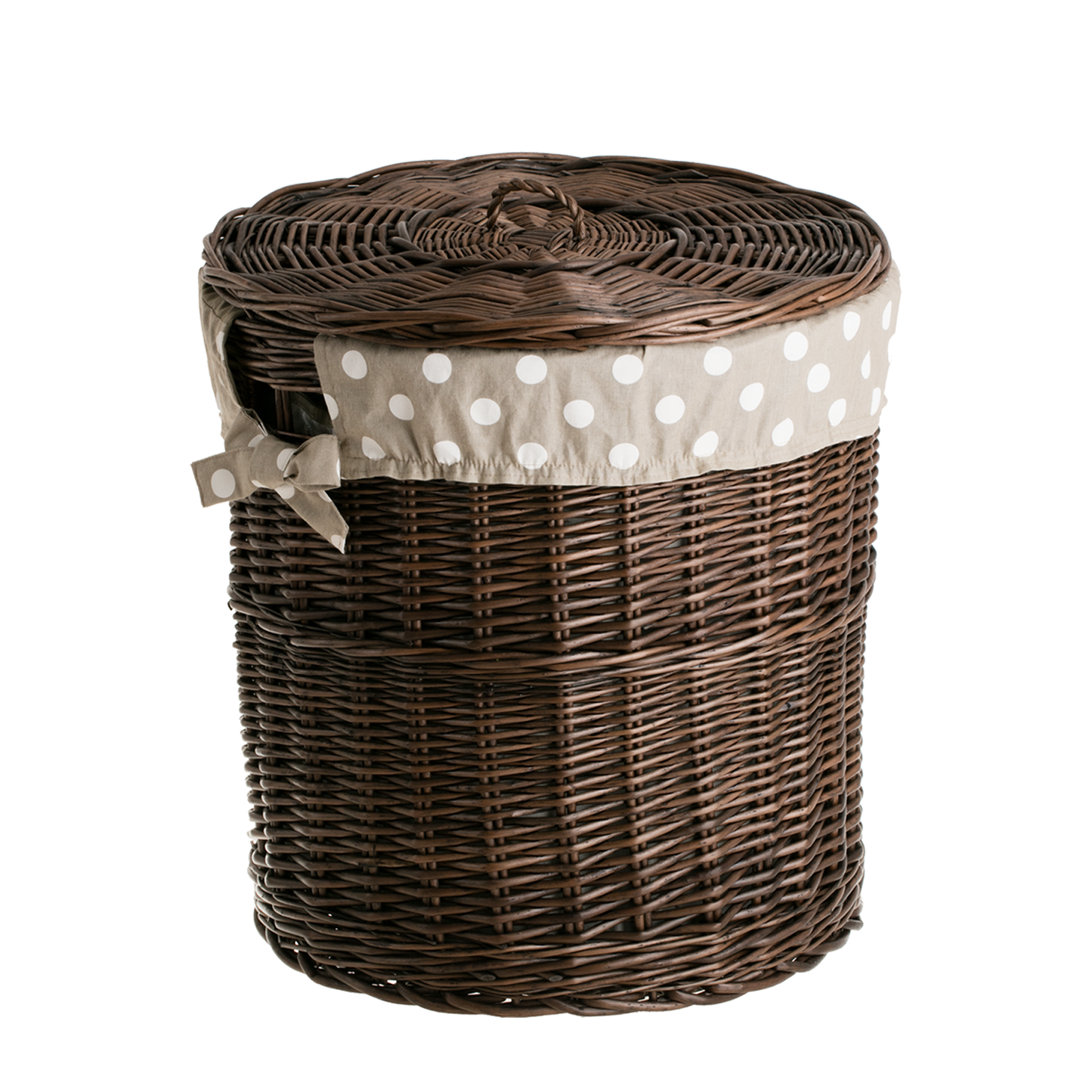 Maloria wiklinowy kosz na pranie z kremowym obszyciem, z pokrywą TheWickerStories