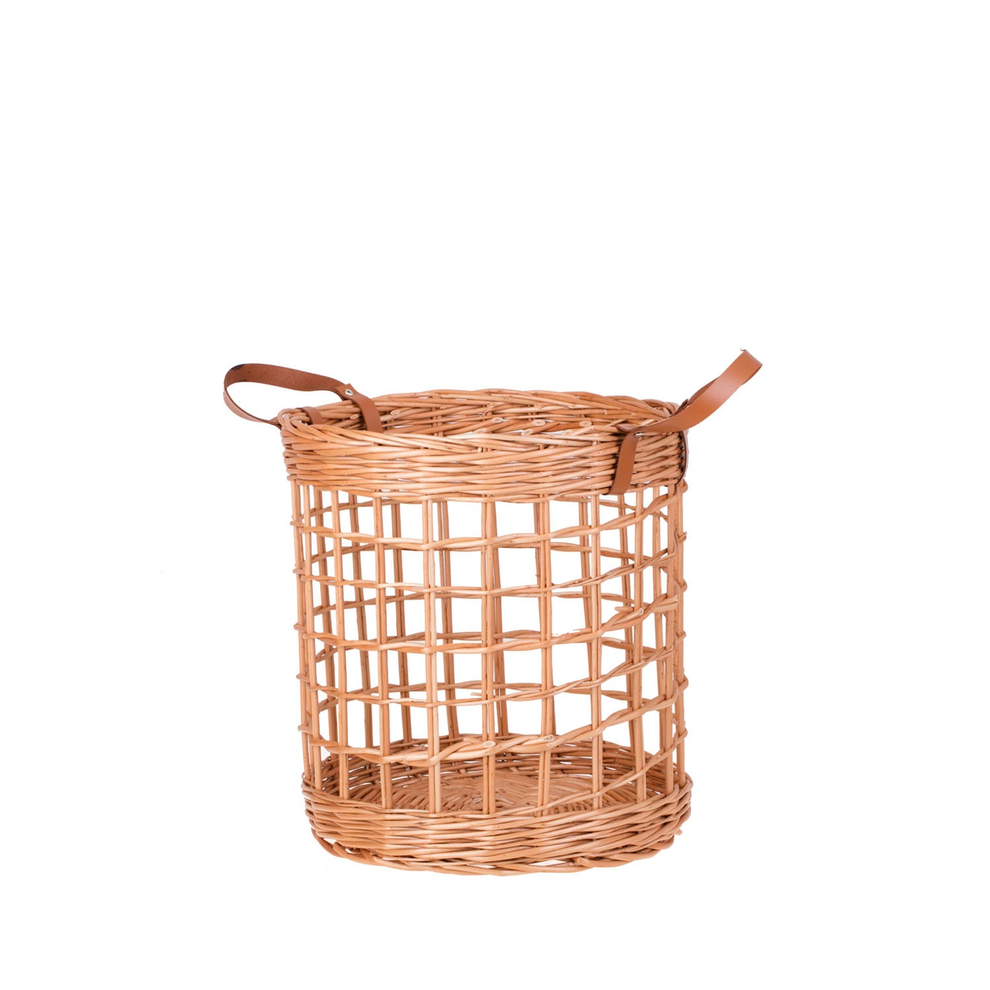 Neloria wiklinowy kosz do przechowywania na ręczniki i zabawki, z uchwytami ze skóry TheWickerStories