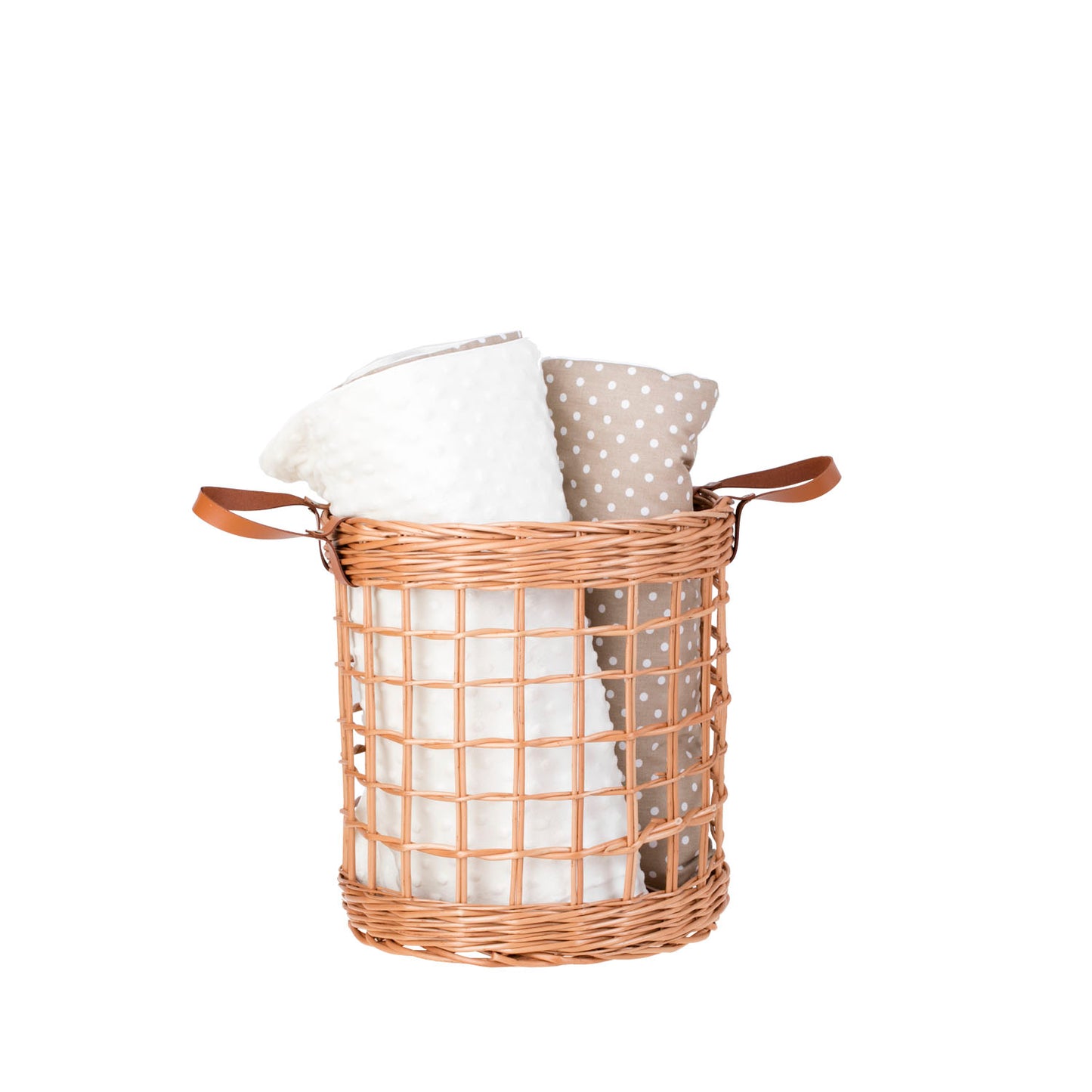 Neloria wiklinowy kosz do przechowywania na ręczniki i zabawki, z uchwytami ze skóry TheWickerStories