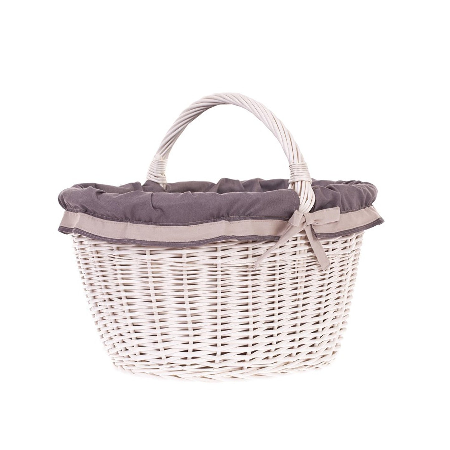 Walerissa kosz na zakupy z rączką wiklinową i szarym obszyciem TheWickerStories