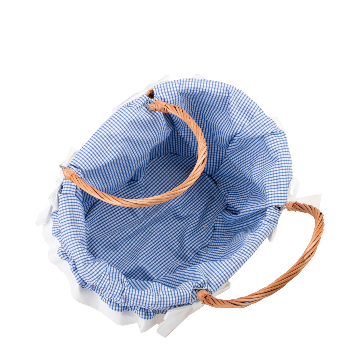 Wivell wiklinowy kosz na zakupy z niebieskim obszyciem, z rączkami TheWickerStories